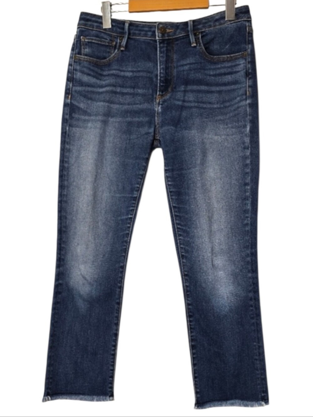 Driftwood Candace Blue Straight Leg Raw Hem Mid Rise Jeans Size 29